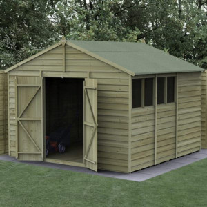 4Life Overlap Pressure Treated 10 x 10 Apex Double Door Shed